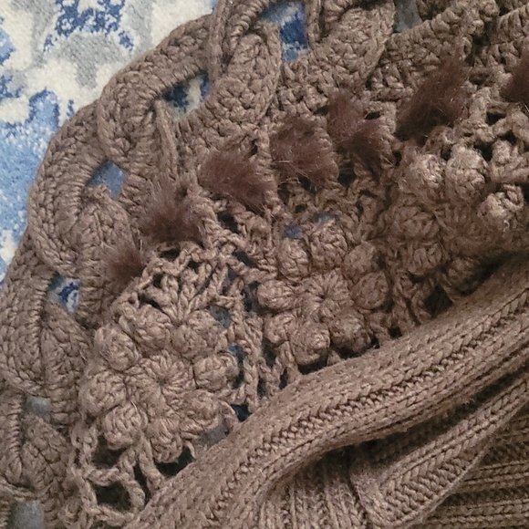 Brown wool boho sweater - Picture 3 of 3